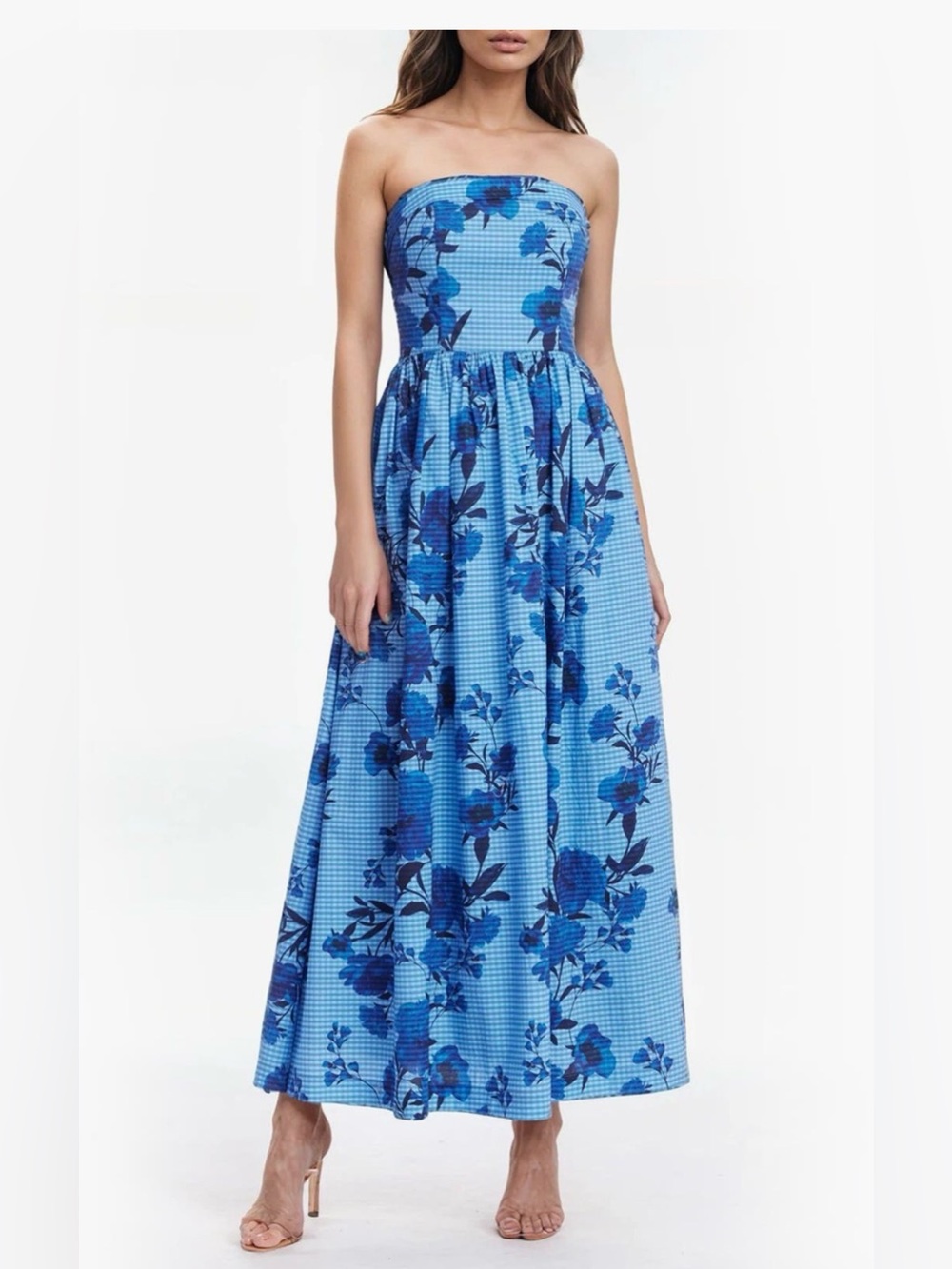 Jewel Badgley Mischka Women's  Floral Strapless Maxi Dress  NWT size 2